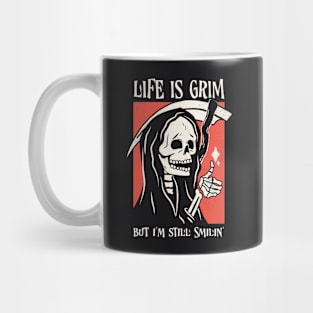 Life Is Grim Funny Grim Reaper Punny Mug